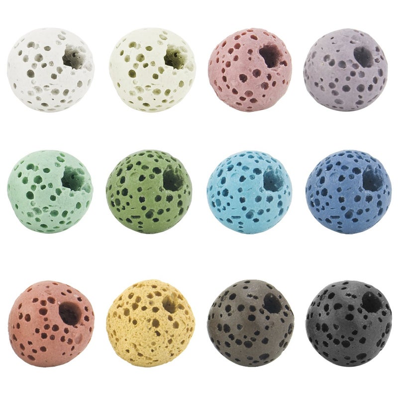BEADNOVA 10mm Colorful Lava Rock Stone for Jewelry Making (180pcs, Assorted) - Image 1